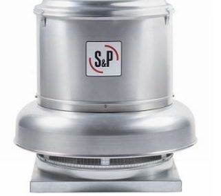 EXTRACTOR CENTRÍFUGO DE TEJADO DESCARGA HORIZONTAL PARA ALTA PRESIÓN TRANSMISIÓN POLEAS-BANDA MOD. CRHH-T