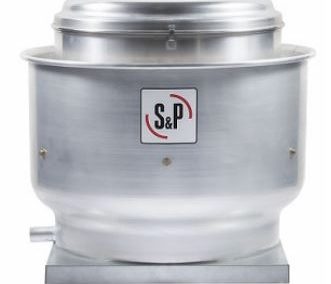 EXTRACTOR CENTRÍFUGO DE TEJADO DESCARGA VERTICAL PARA BAJA PRESIÓN TRANSMISIÓN POLEAS-BANDA MOD. CRVL-T